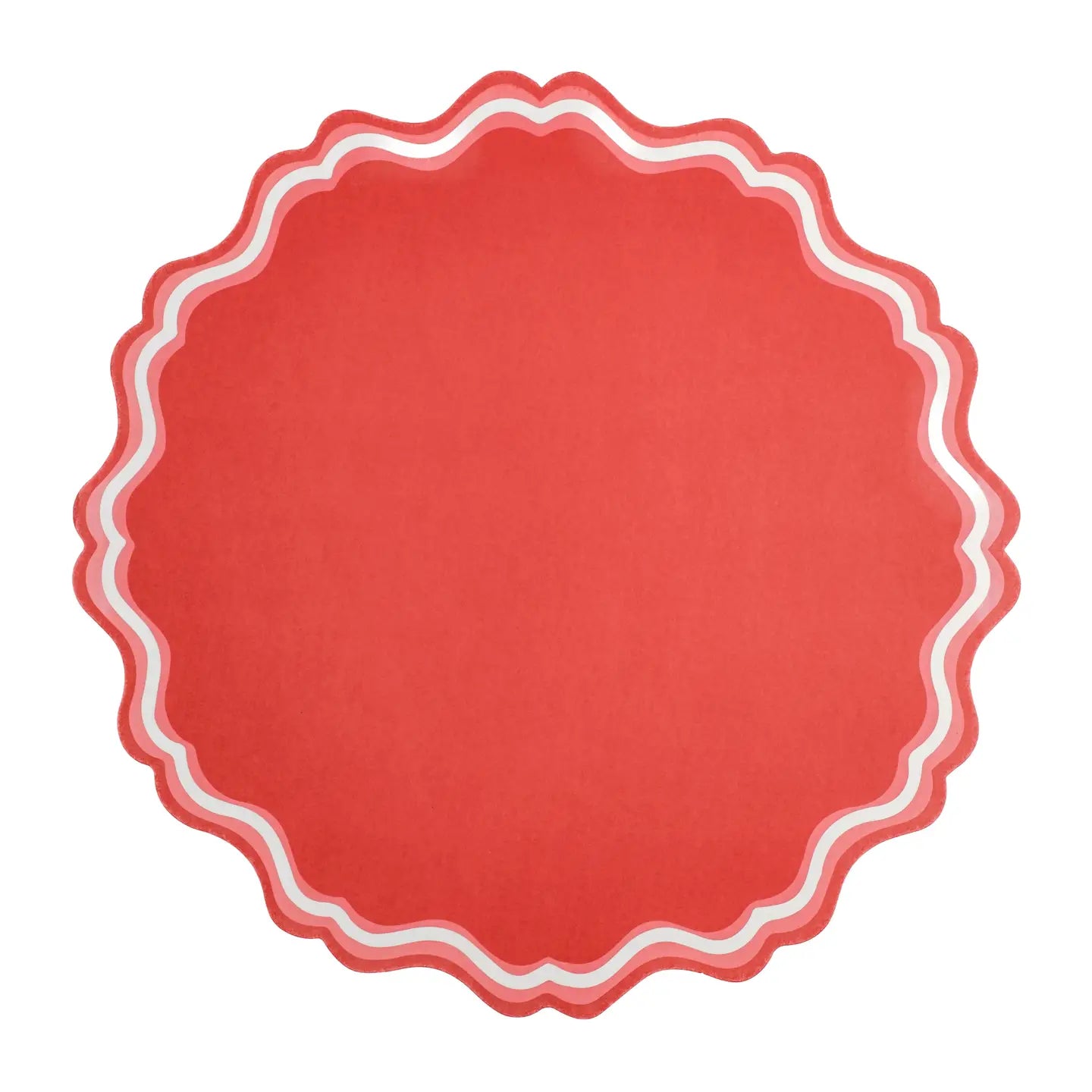 Bright Red Fancy Scallop Paper Placemats