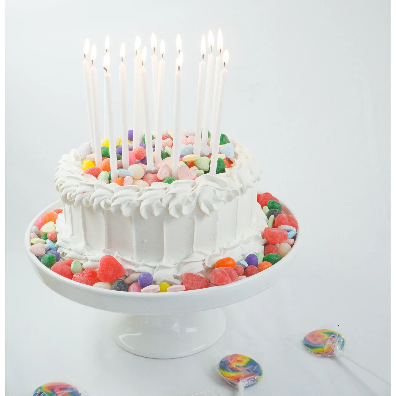 White Tall Glitter 16 Candle Set