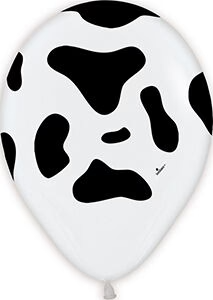 SEMPERTEX 11" COW PRINT WHITE BALLOON 50/PK, FASHION WHITE. COW PRINT