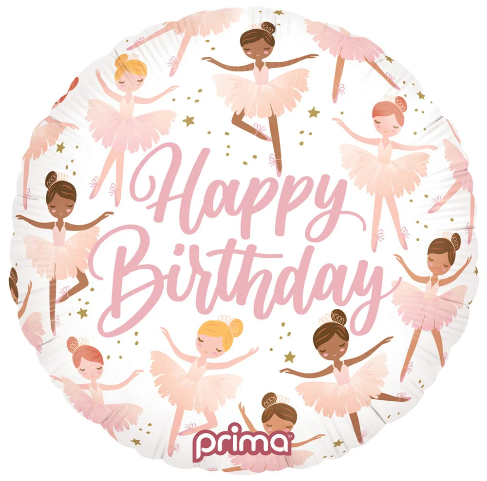 Prima Round Birthday Ballerinas 18 inch Foil Balloon 1ct