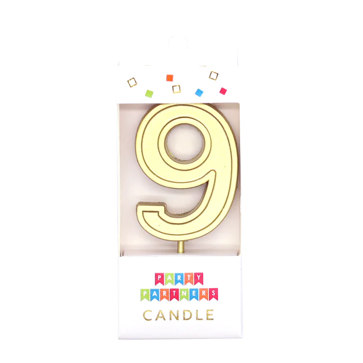 9 Metallic Gold Number Candle