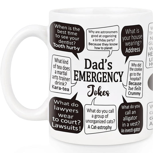 Gifts for Dad - Dad'S Emergency Jokes Mugs, Father'S Day Gifts, Dad Mugs, Dad Christmas Gifts, Dad Birthday Gifts,  White 11 Fl Oz Coffee Mugs Ceramic Mug Tea Cup
