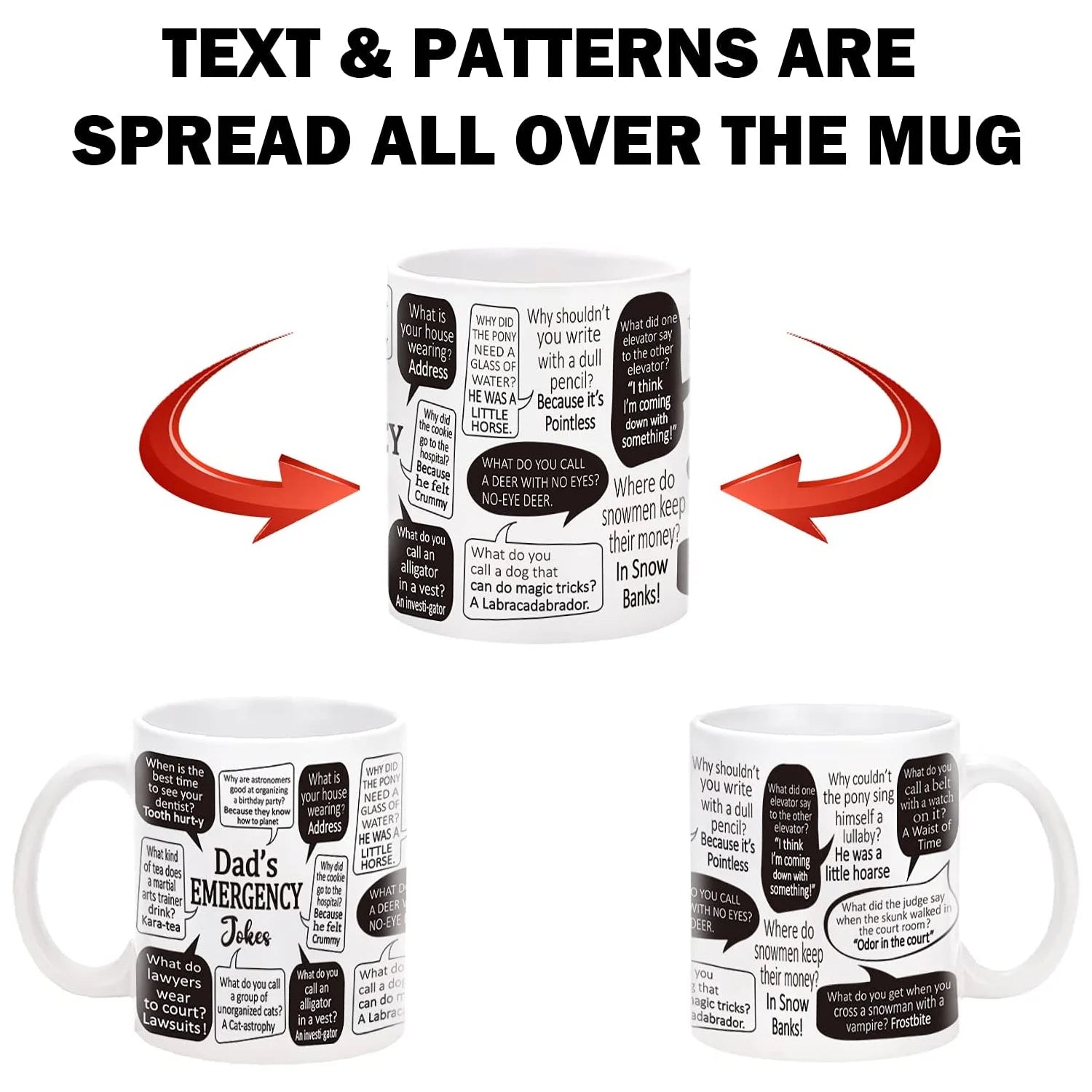 Gifts for Dad - Dad'S Emergency Jokes Mugs, Father'S Day Gifts, Dad Mugs, Dad Christmas Gifts, Dad Birthday Gifts,  White 11 Fl Oz Coffee Mugs Ceramic Mug Tea Cup