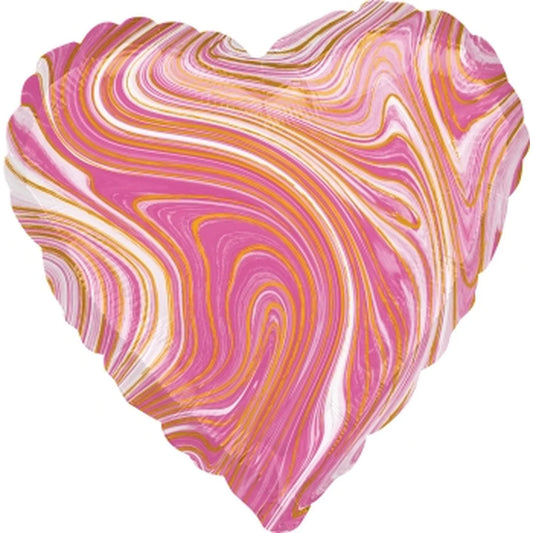 PINK MARBLEZ HEART BALOON