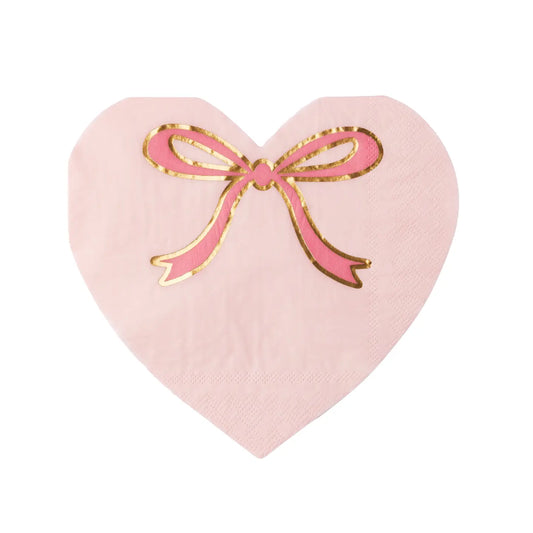 Petal Pink Bow Heart Large Napkin