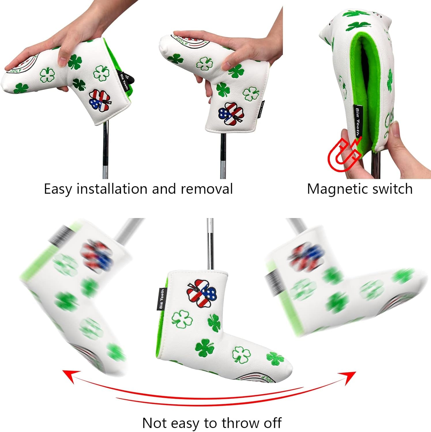 Golf Blade Putter Cover Headcover Club Protector Magnetic Bar Closure Lucky Putter Cover for Scotty Cameron Taylormade Odyssey