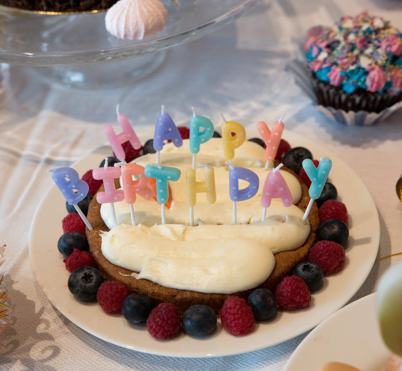 Pastel Happy Birthday Dotted Candle Set
