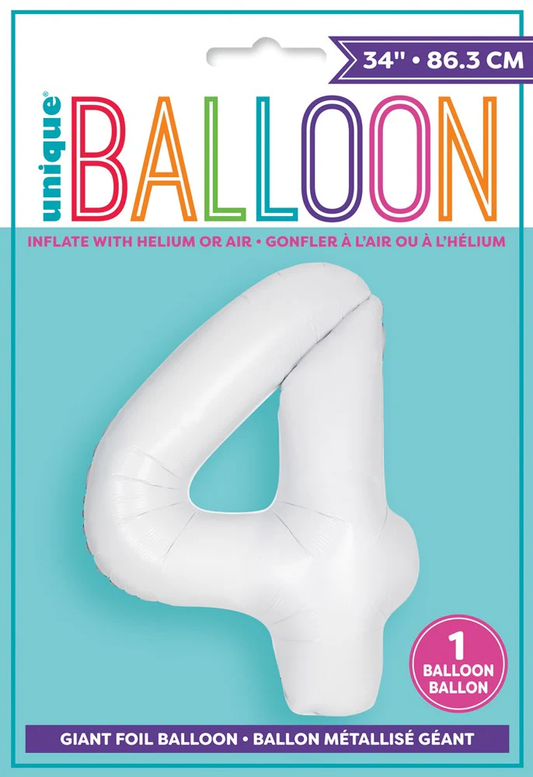 Jumbo Foil Number Balloon 34 inch Matte White 4