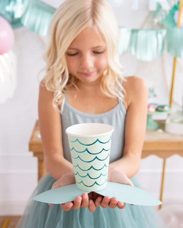 MERMAID TAIL PAPER PARTY CUPS - 12 OZ
