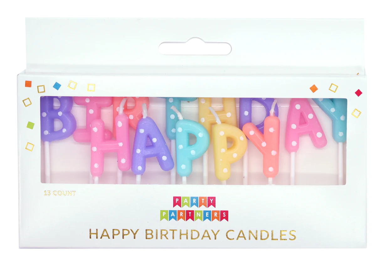 Pastel Happy Birthday Dotted Candle Set
