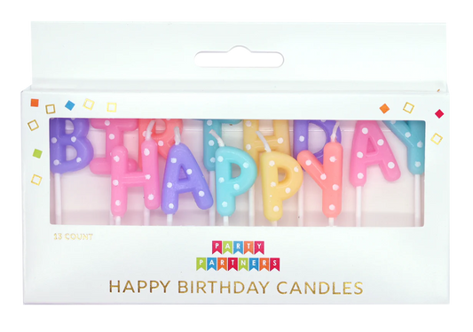 Pastel Happy Birthday Dotted Candle Set