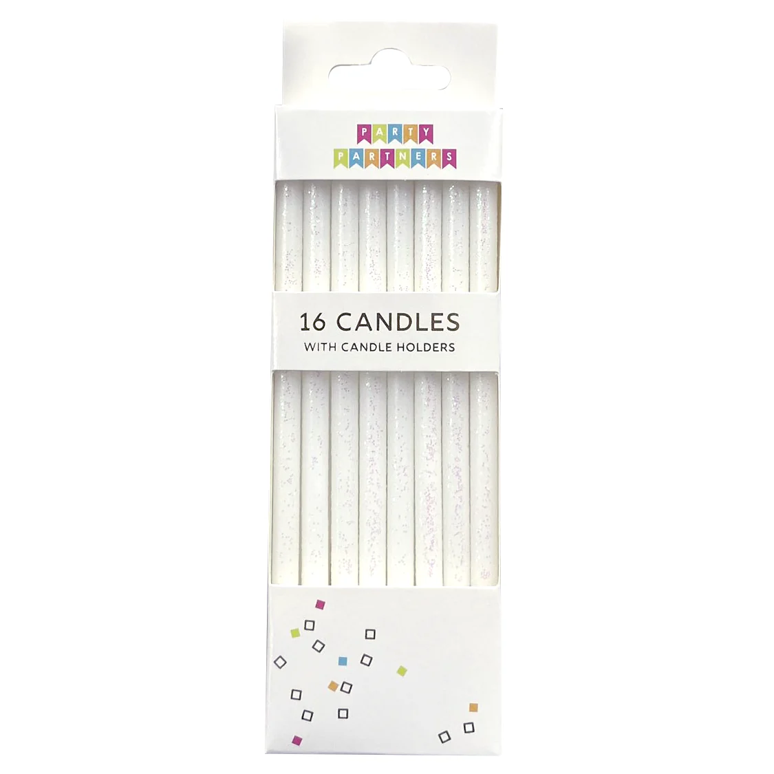 White Tall Glitter 16 Candle Set