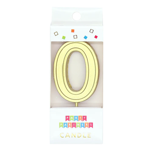 0 Metallic Gold Number Candle