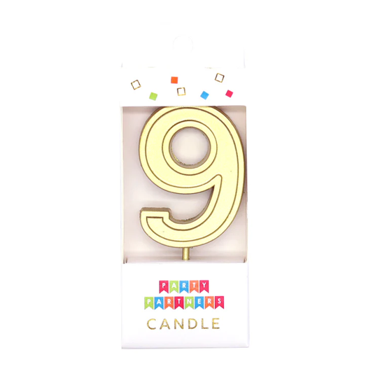 9 Metallic Gold Number Candle