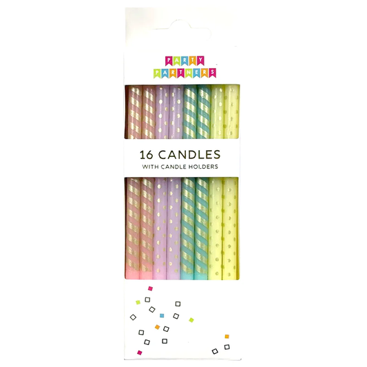 Pastel Metallic Patterned 16 Candle Set
