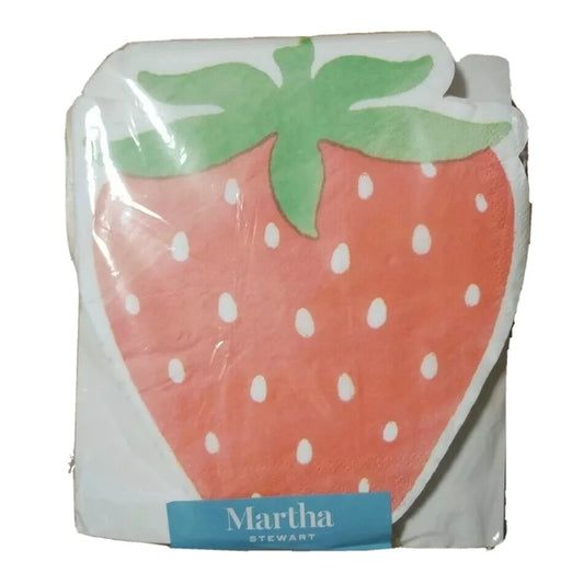 Martha Stewart 3 Ply Strawberry Shaped Lunch Paper Napkins 40 Ct,12×12" Fun